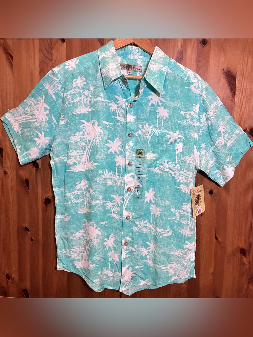 Joe Marlin Hawaiian Shirt Palm Trees Short Sleeve Men’s Medium New With Tags